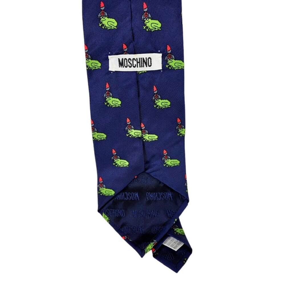 Vintage MOSCHINO Men's 100% Silk Frog Novelty Tie Made in Italy RARE